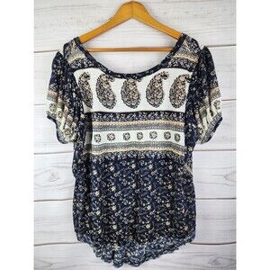 Free People Paisley Puff Open Back Top Woman Small